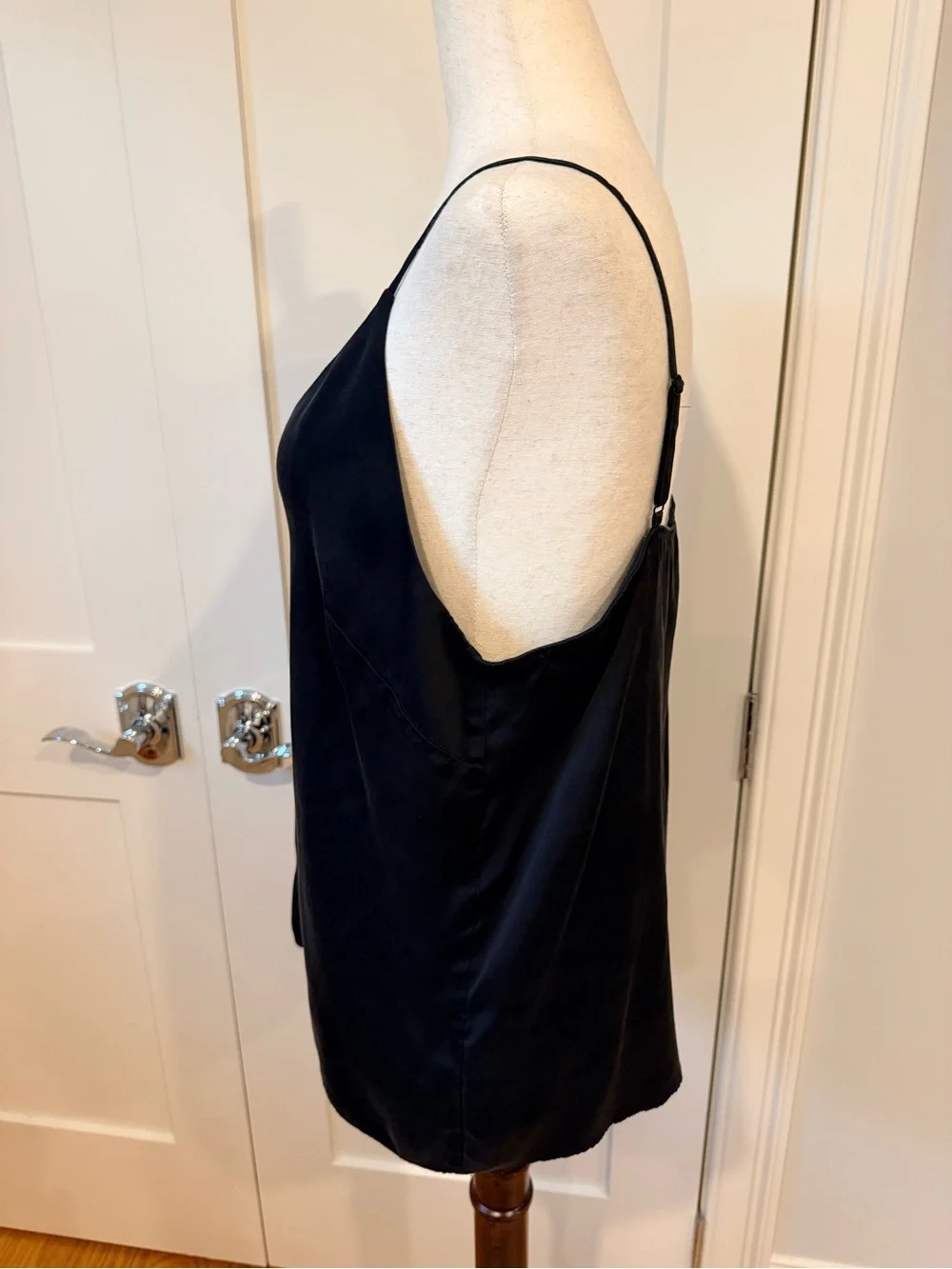 ANTONIO MELANI Black Silk V-Neck Spaghetti Strap Cami
